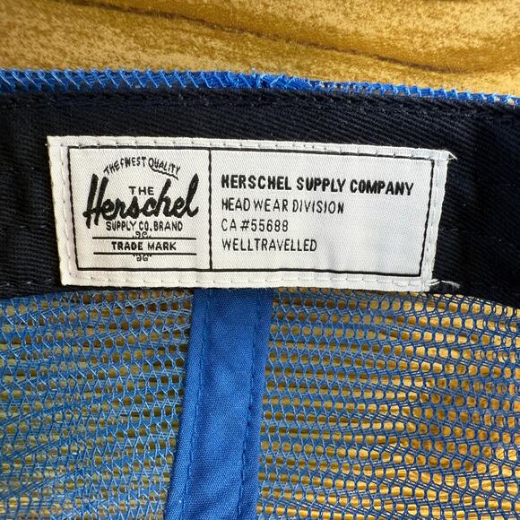 Herschel Blue Trucker Hat Adult Blue Cap Adjustable Hat - Picture 6 of 6